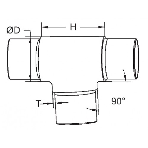 Equal T-42.4mm o/d x 2.5mm wall Push Fit Grade 304 Satin polished 